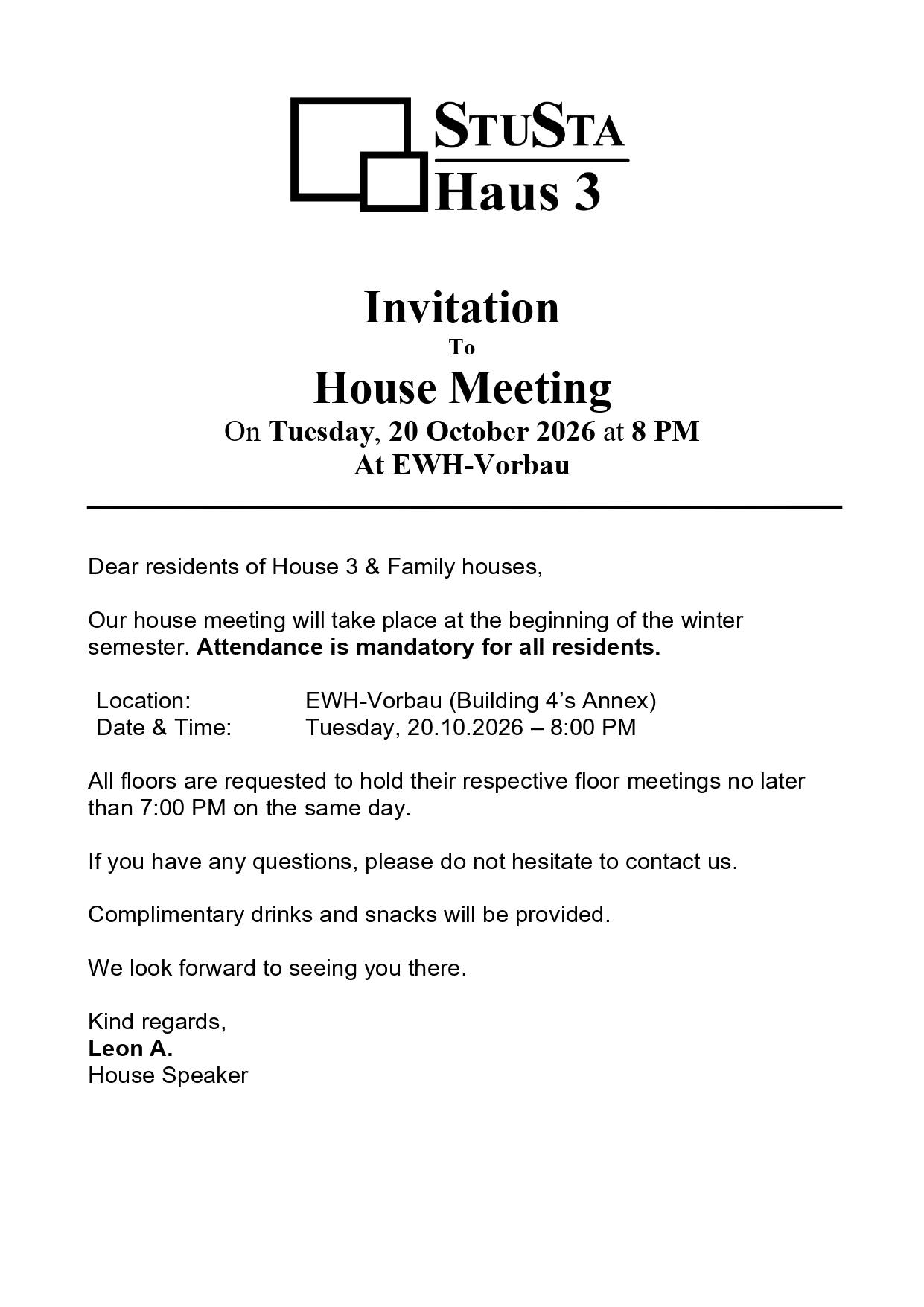 House General Assembly WS26