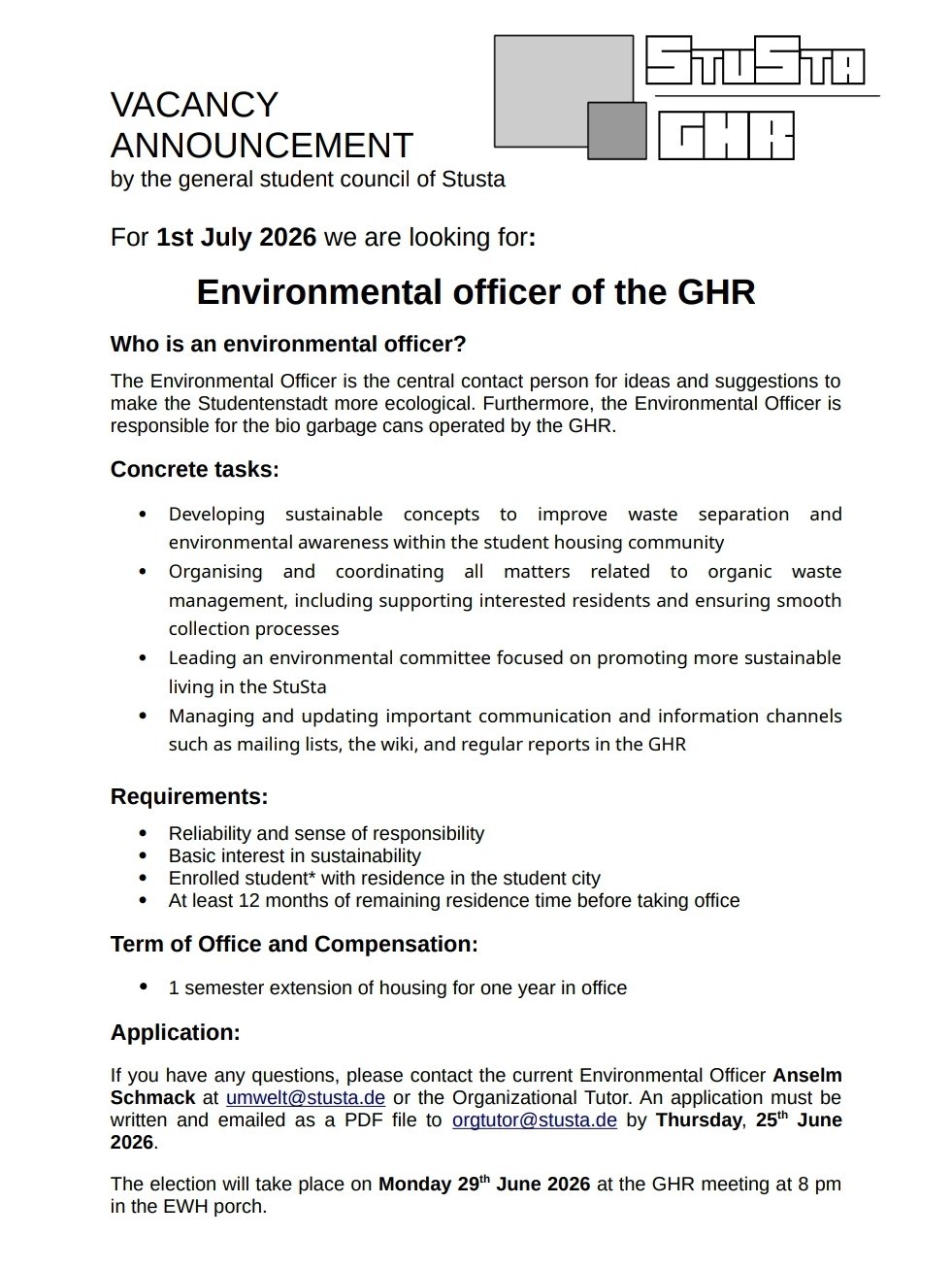 Environmental Officer Hiring